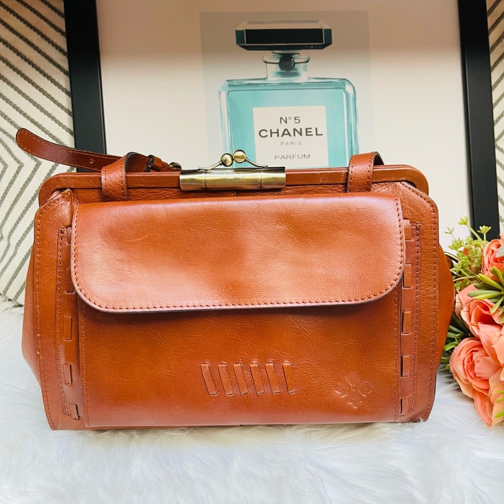 Patricia Nash Large Italian  Leather Kisslock Bag